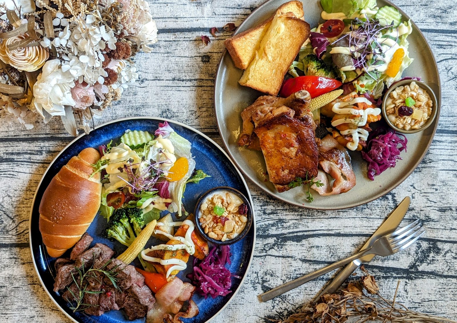 Curated catering table setting